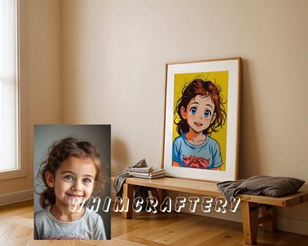 F13_4c_mockup Whimsical Custom Anime Portrait from Photo | Personalized Digital Anime Drawing