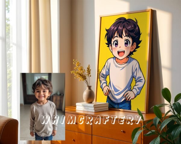 F13_6c_mockup Whimsical Custom Anime Portrait from Photo | Personalized Digital Anime Drawing