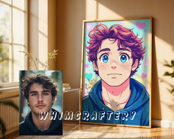 F15_2c_mockup Joyful Custom Anime Portrait from Photo | Personalized Digital Anime Drawing
