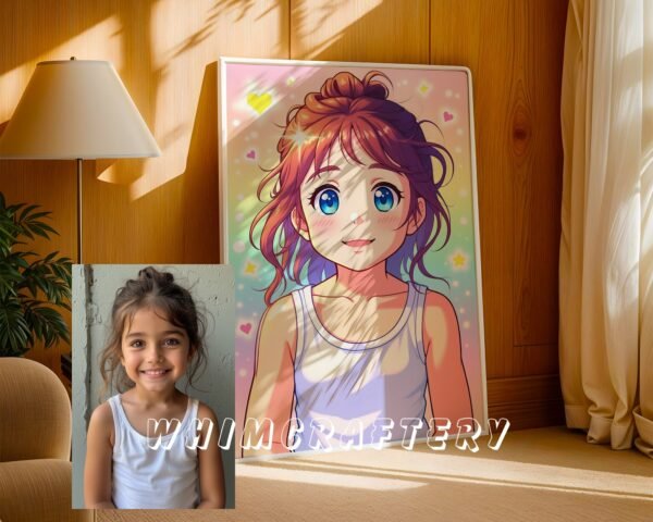 F15_9c_mockup Joyful Custom Anime Portrait from Photo | Personalized Digital Anime Drawing