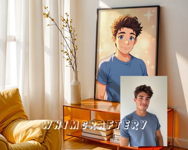F25_1c_mockup Charming Custom Anime Portrait from Photo | Personalized Digital Anime Drawing