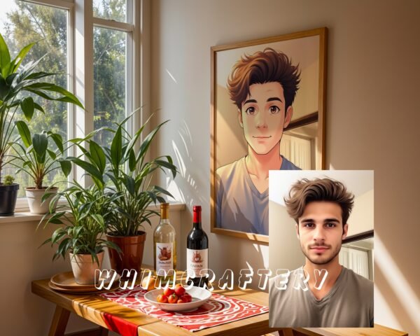 F25_2c_mockup Charming Custom Anime Portrait from Photo | Personalized Digital Anime Drawing