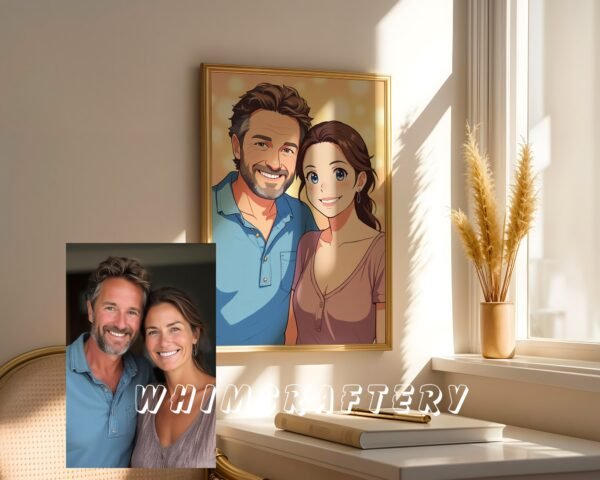 F25_4c_mockup Charming Custom Anime Portrait from Photo | Personalized Digital Anime Drawing