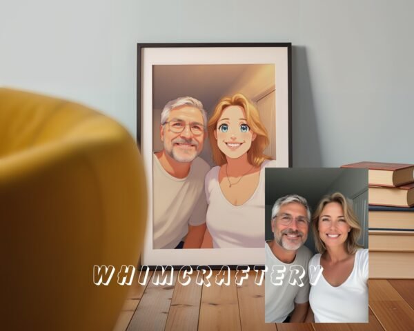 F25_5c_mockup Charming Custom Anime Portrait from Photo | Personalized Digital Anime Drawing