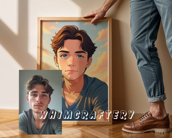 F2_1c_mockup Gentle Custom Anime Portrait from Photo | Personalized Digital Anime Drawing