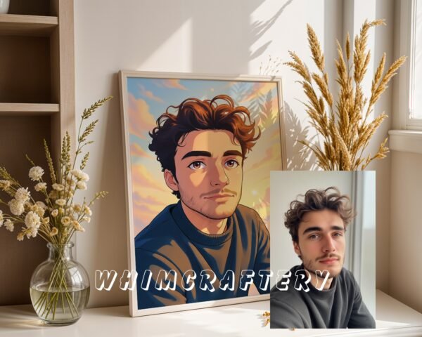 F2_3c_mockup Gentle Custom Anime Portrait from Photo | Personalized Digital Anime Drawing