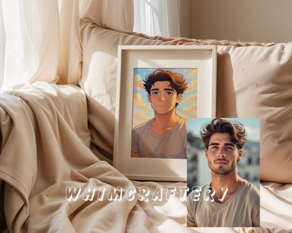 F2_6c_mockup Gentle Custom Anime Portrait from Photo | Personalized Digital Anime Drawing