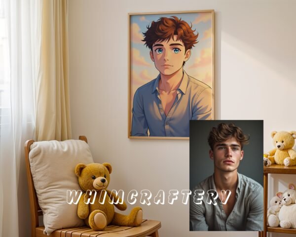 F2_7c_mockup Gentle Custom Anime Portrait from Photo | Personalized Digital Anime Drawing