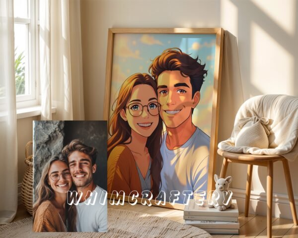 F3_3c_mockup Romantic Custom Anime Portrait from Photo | Personalized Digital Anime Drawing