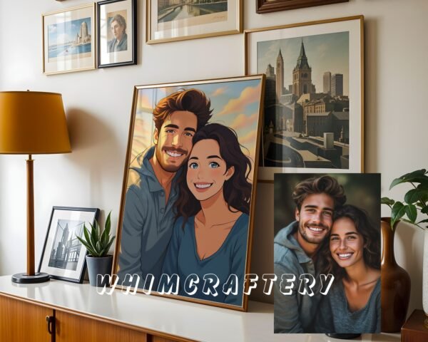 F3_4c_mockup Romantic Custom Anime Portrait from Photo | Personalized Digital Anime Drawing