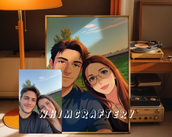 F3_6c_mockup Romantic Custom Anime Portrait from Photo | Personalized Digital Anime Drawing