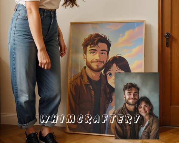 F3_7c_mockup Romantic Custom Anime Portrait from Photo | Personalized Digital Anime Drawing