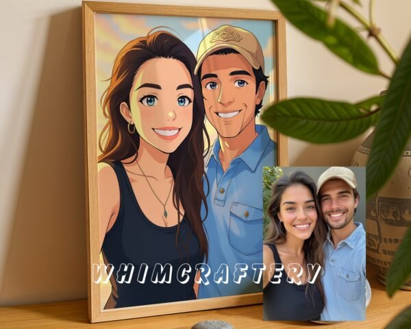 F3_8c_mockup Romantic Custom Anime Portrait from Photo | Personalized Digital Anime Drawing