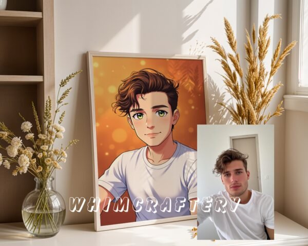 F4_3c_mockup Inspired Custom Anime Portrait from Photo | Personalized Digital Anime Drawing
