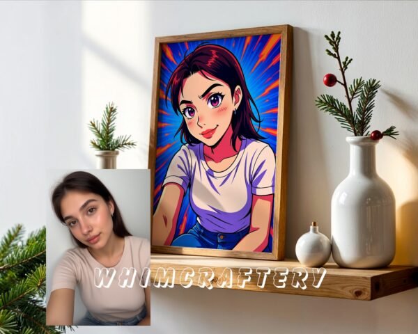 F9_2c_mockup Quirky Custom Anime Portrait from Photo | Personalized Digital Anime Drawing