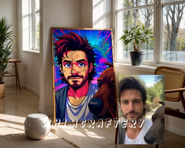 F9_8c_mockup Quirky Custom Anime Portrait from Photo | Personalized Digital Anime Drawing